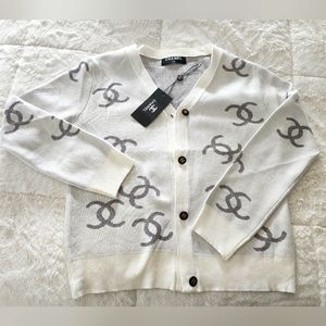 Chanel Cardigan White and Gray